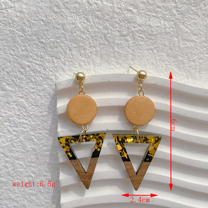 1 Pair Classical Classic Style Geometric Wood Resin Drop Earrings