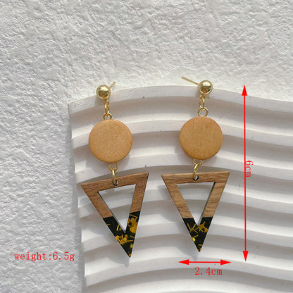 1 Pair Classical Classic Style Geometric Wood Resin Drop Earrings