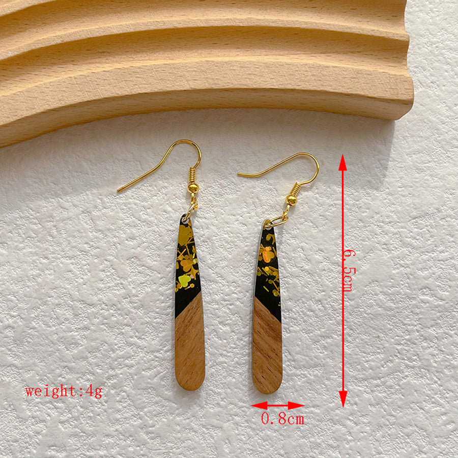 1 Pair Classical Classic Style Geometric Wood Resin Drop Earrings