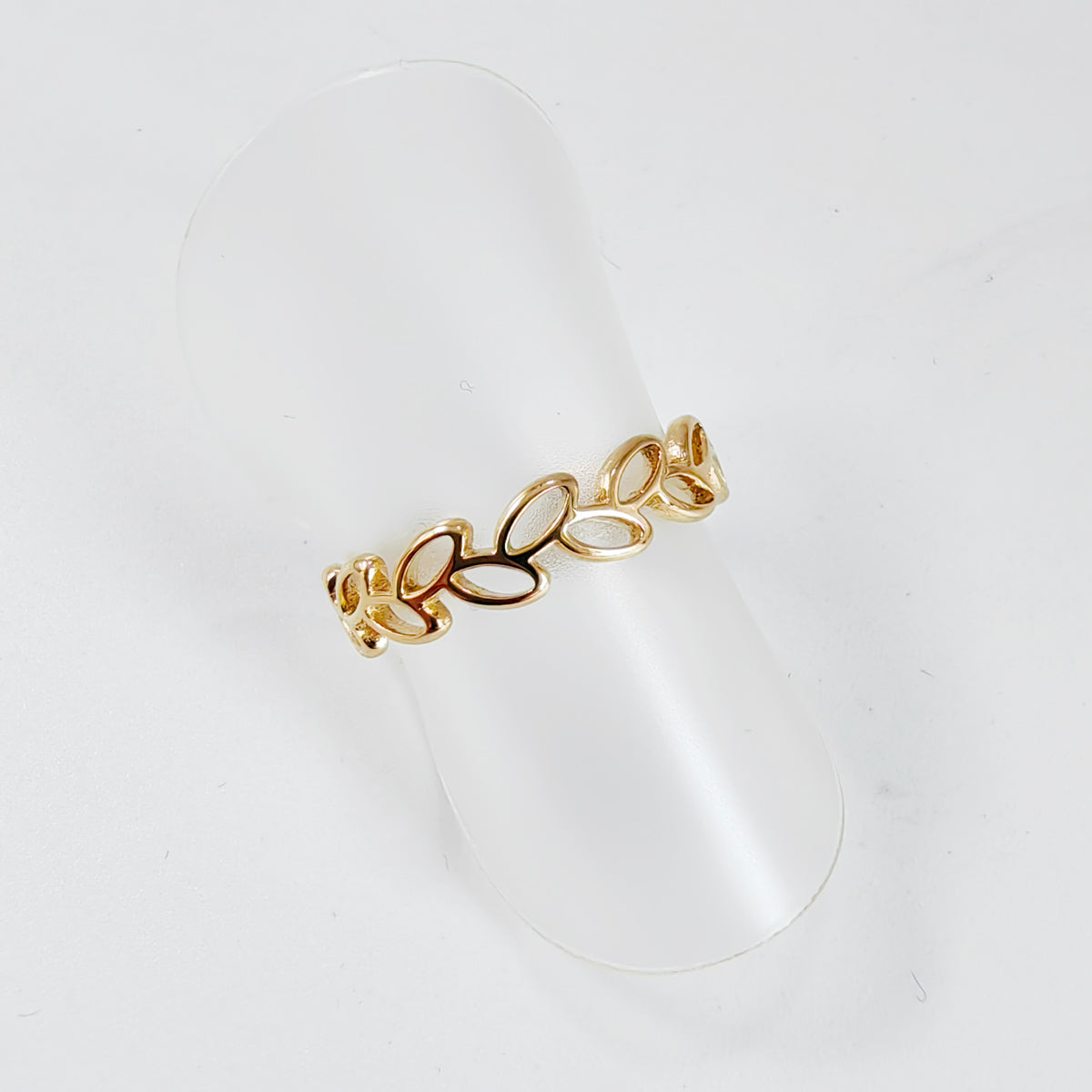 Titanium Steel 14K Gold Plated Casual Simple Style Plating Hollow Out Leaves Solid Color Open Rings