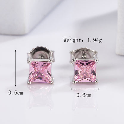 1 Piece Elegant Lady Pentagon Water Droplets Antlers Plating Inlay Sterling Silver Zircon White Gold Plated Ear Studs