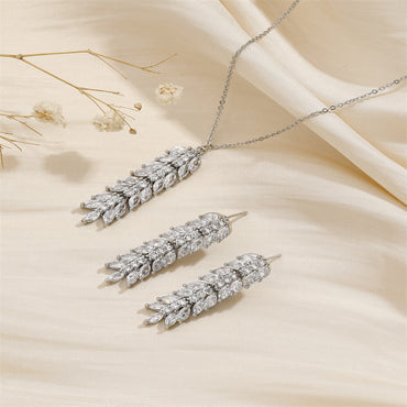 Copper 18K Gold Plated Simple Style Classic Style Plating Inlay Leaves Zircon Jewelry Set