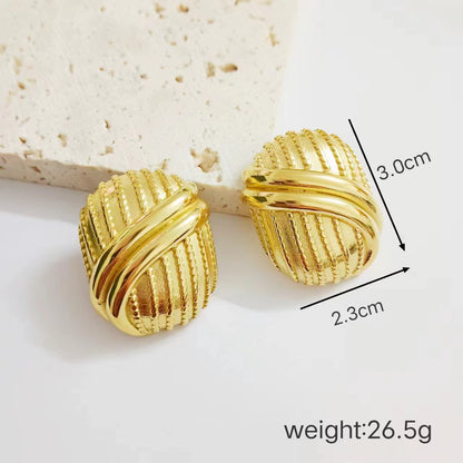 1 Pair Vintage Style Geometric Stainless Steel 18K Gold Plated Ear Studs