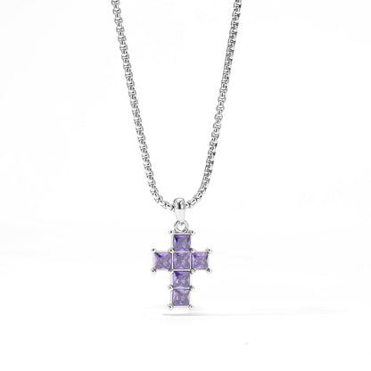 304 Stainless Steel White Gold Plated Gold Plated Luxurious Sweet Plating Inlay Cross Diamond Pendant Necklace