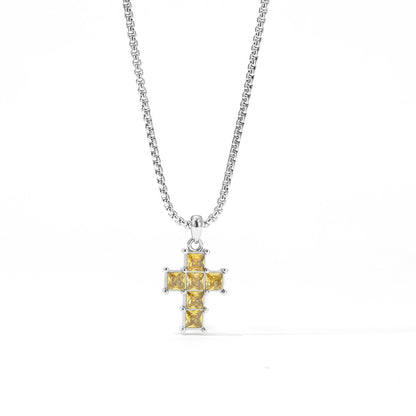 304 Stainless Steel White Gold Plated Gold Plated Luxurious Sweet Plating Inlay Cross Diamond Pendant Necklace