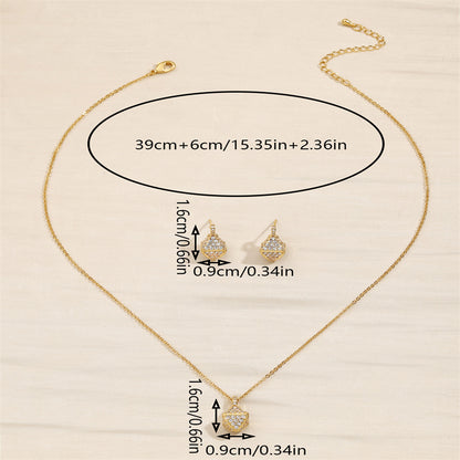 Copper 18K Gold Plated IG Style Shiny Inlay Geometric Zircon Jewelry Set