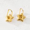 1 Pair Elegant Pentagram Plating Titanium Steel 18K Gold Plated Drop Earrings