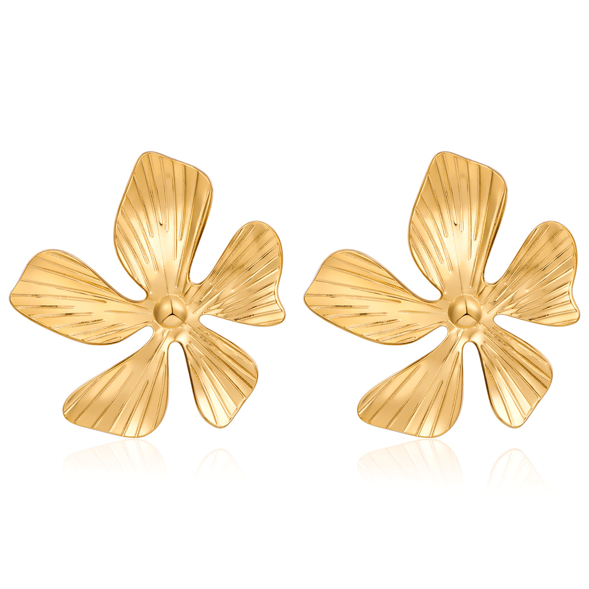 1 Pair Cute Luxurious Flower Plating 316 Stainless Steel  18K Gold Plated Ear Studs