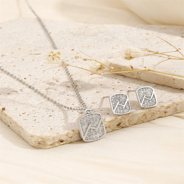 Copper 18K Gold Plated Casual Simple Style Inlay Rectangle Zircon Jewelry Set