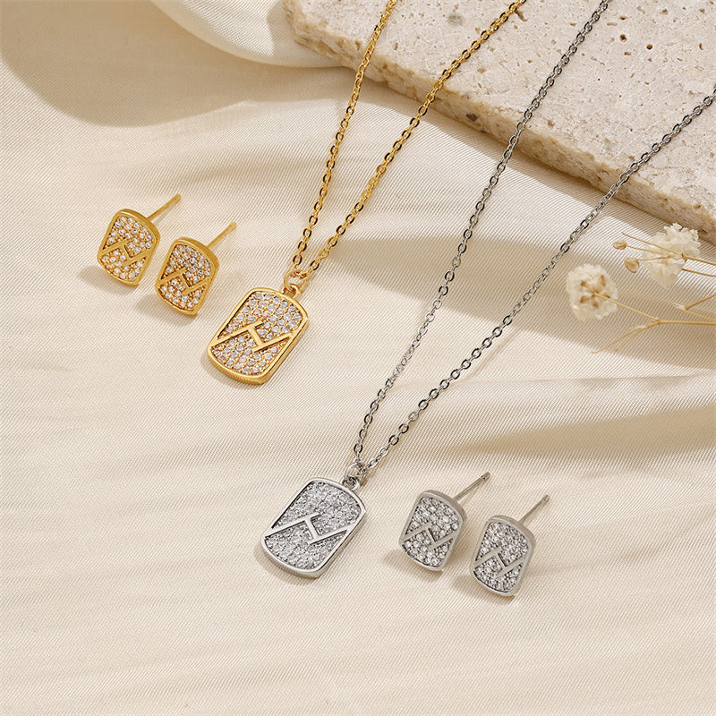 Copper 18K Gold Plated Casual Simple Style Inlay Rectangle Zircon Jewelry Set