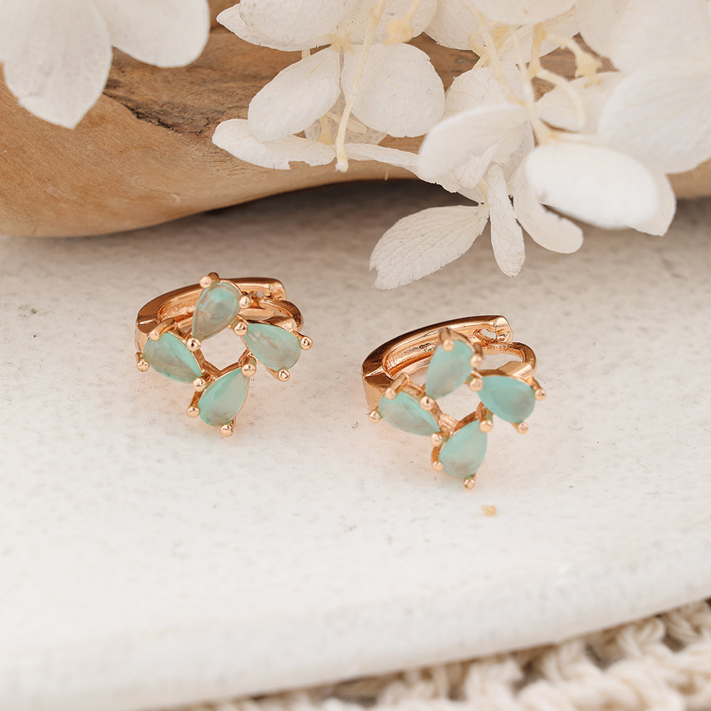 1 Pair Simple Style Classic Style Flower Plating Inlay Copper Zircon Rose Gold Plated Ear Studs