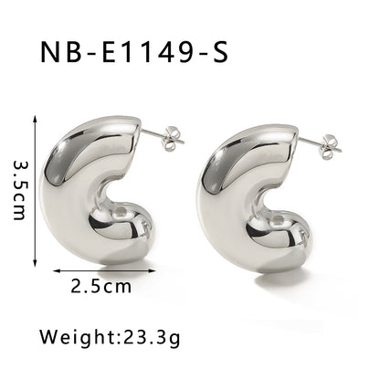 1 Pair IG Style Vintage Style Simple Style C Shape Three-dimensional 316 Stainless Steel  18K Gold Plated Ear Studs