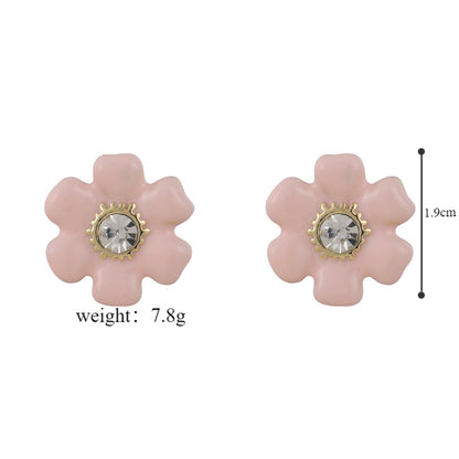 1 Pair Princess Sweet Flower Inlay Imitation Pearl Alloy Zircon Ear Studs
