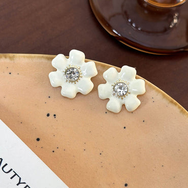 1 Pair Princess Sweet Flower Inlay Imitation Pearl Alloy Zircon Ear Studs