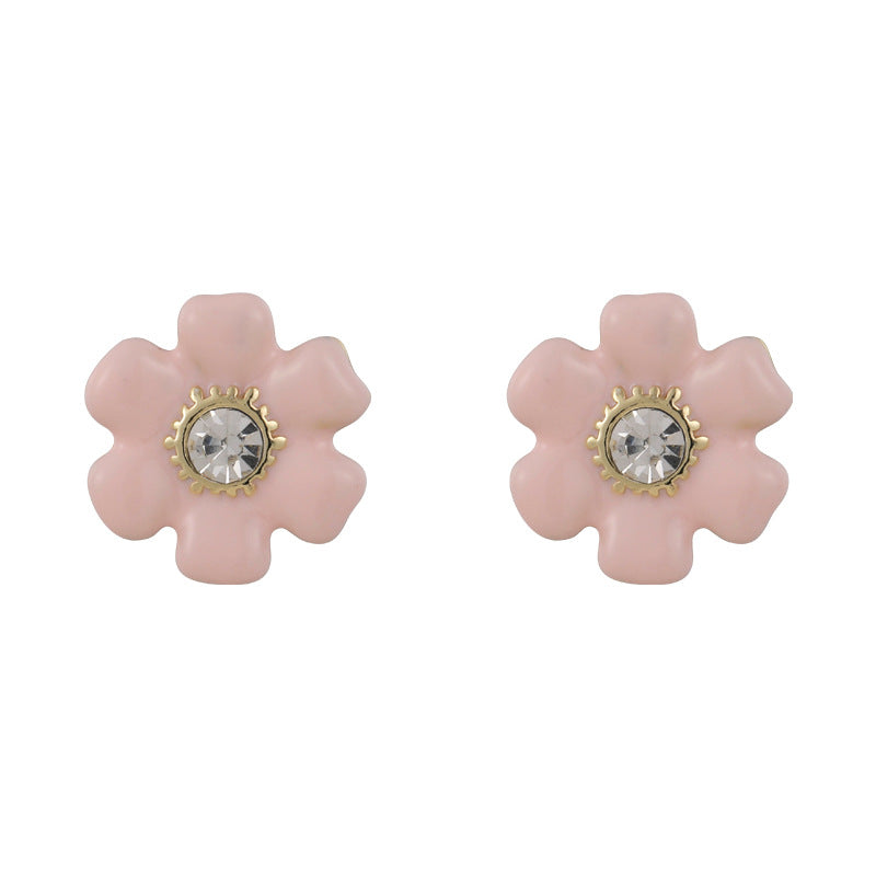 1 Pair Princess Sweet Flower Inlay Imitation Pearl Alloy Zircon Ear Studs