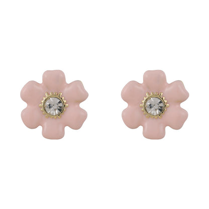 1 Pair Princess Sweet Flower Inlay Imitation Pearl Alloy Zircon Ear Studs