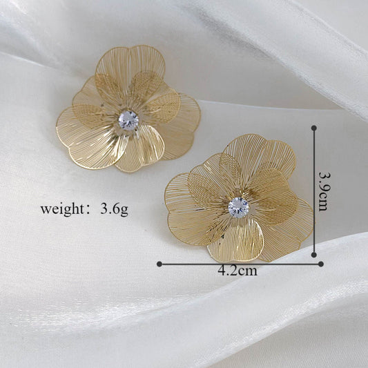 1 Pair Simple Style Classic Style Flower Inlay Copper Rhinestones Ear Studs