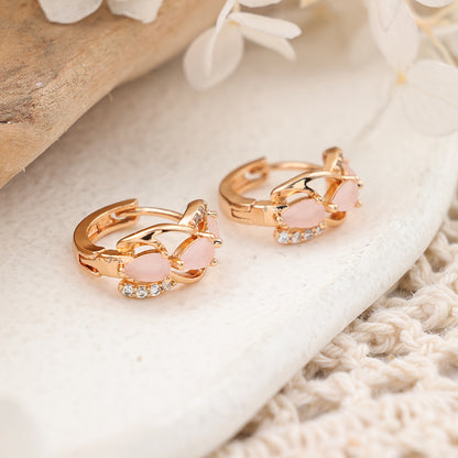 1 Pair Simple Style Streetwear Geometric Inlay Copper Zircon Rose Gold Plated Earrings