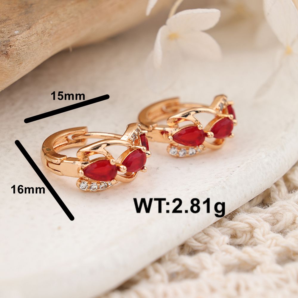 1 Pair Simple Style Streetwear Geometric Inlay Copper Zircon Rose Gold Plated Earrings