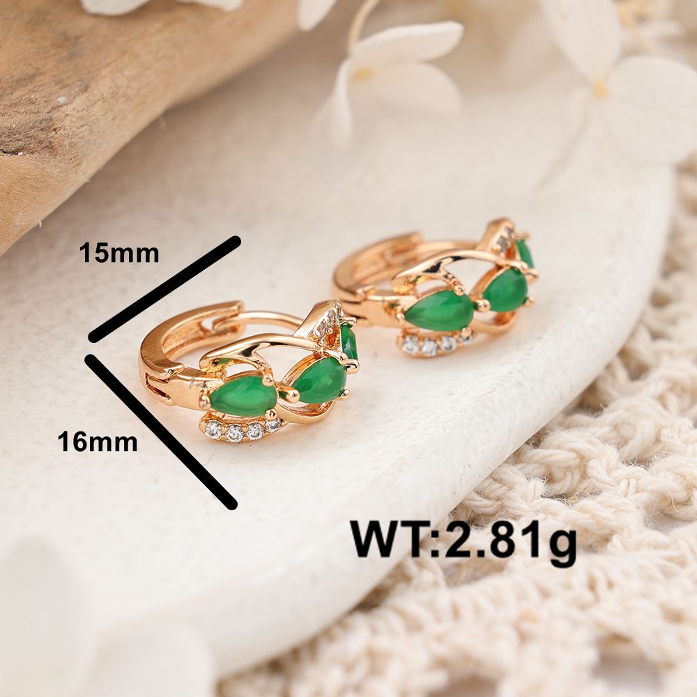 1 Pair Simple Style Streetwear Geometric Inlay Copper Zircon Rose Gold Plated Earrings