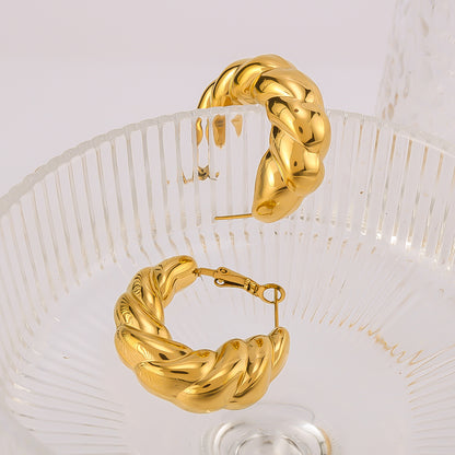 1 Pair IG Style Vintage Style Simple Style U Shape Simple 316 Stainless Steel  18K Gold Plated Earrings