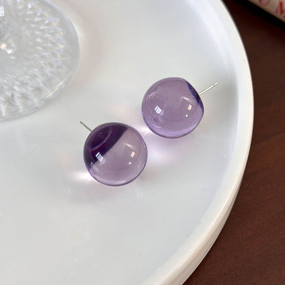 1 Pair Simple Style Classic Style Round Resin Ear Studs