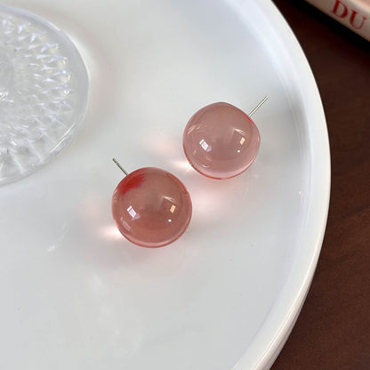 1 Pair Simple Style Classic Style Round Resin Ear Studs