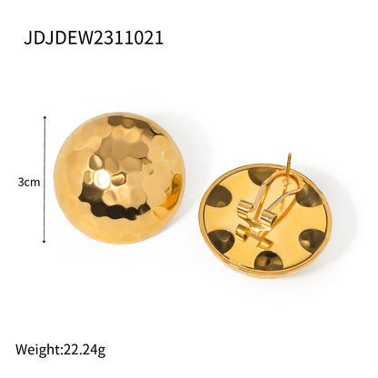 1 Pair IG Style Solid Color 316 Stainless Steel  18K Gold Plated Ear Studs