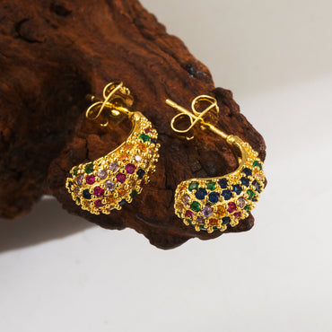 1 Pair Simple Style Classic Style Water Droplets Enamel Inlay Copper Rhinestones 18K Gold Plated Ear Studs