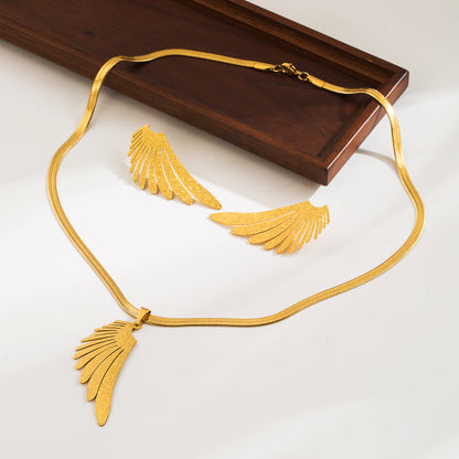 304 Stainless Steel 18K Gold Plated Vintage Style Simple Style Leaves Wings Jewelry Set