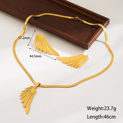 304 Stainless Steel 18K Gold Plated Vintage Style Simple Style Leaves Wings Jewelry Set