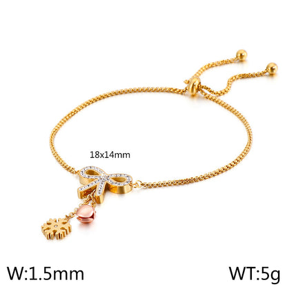 Titanium Steel Elegant Simple Style Streetwear Inlay Butterfly Zircon Bracelets