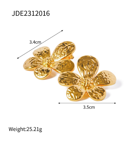 1 Pair Casual Elegant Flower 316 Stainless Steel  18K Gold Plated Ear Studs