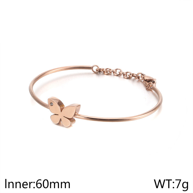 Titanium Steel Simple Style Butterfly Bangle