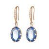 1 Pair Lady Oval Inlay Copper Zircon Drop Earrings