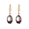 1 Pair Lady Oval Inlay Copper Zircon Drop Earrings