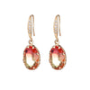 1 Pair Lady Oval Inlay Copper Zircon Drop Earrings