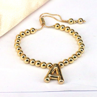 Copper Gold Plated Vintage Style Simple Style Letter Bracelets