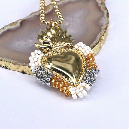 Copper 18K Gold Plated Vintage Style Heart Shape Pendant Necklace