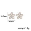 1 Pair Lady Classic Style Solid Color Flower Plating Inlay Sterling Silver Zircon 14K Gold Plated Ear Studs