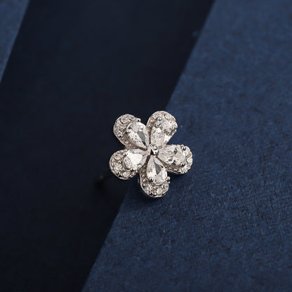 1 Pair Lady Classic Style Solid Color Flower Plating Inlay Sterling Silver Zircon 14K Gold Plated Ear Studs