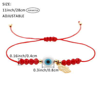 Bohemian Geometric Devil's Eye Artificial Crystal Rope Women's Drawstring Bracelets