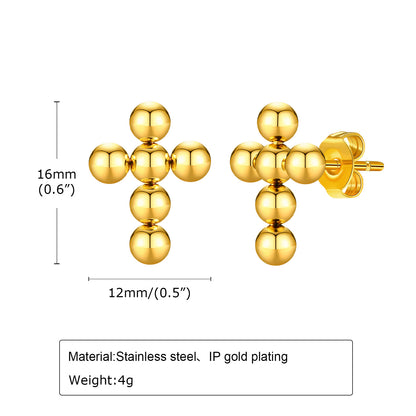 1 Pair IG Style Simple Style Cross 201 Stainless Steel 18K Gold Plated Ear Studs