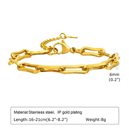 304 Stainless Steel 18K Gold Plated IG Style Streetwear Plating Solid Color Bracelets Necklace