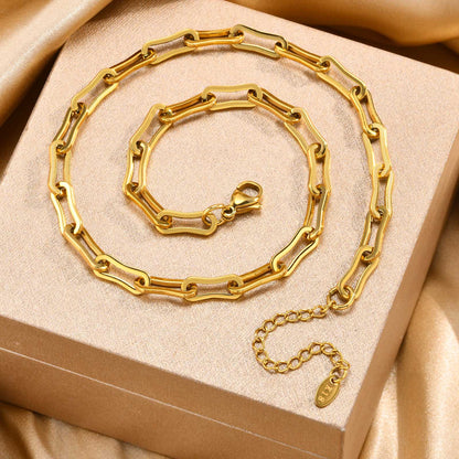 304 Stainless Steel 18K Gold Plated IG Style Streetwear Plating Solid Color Bracelets Necklace