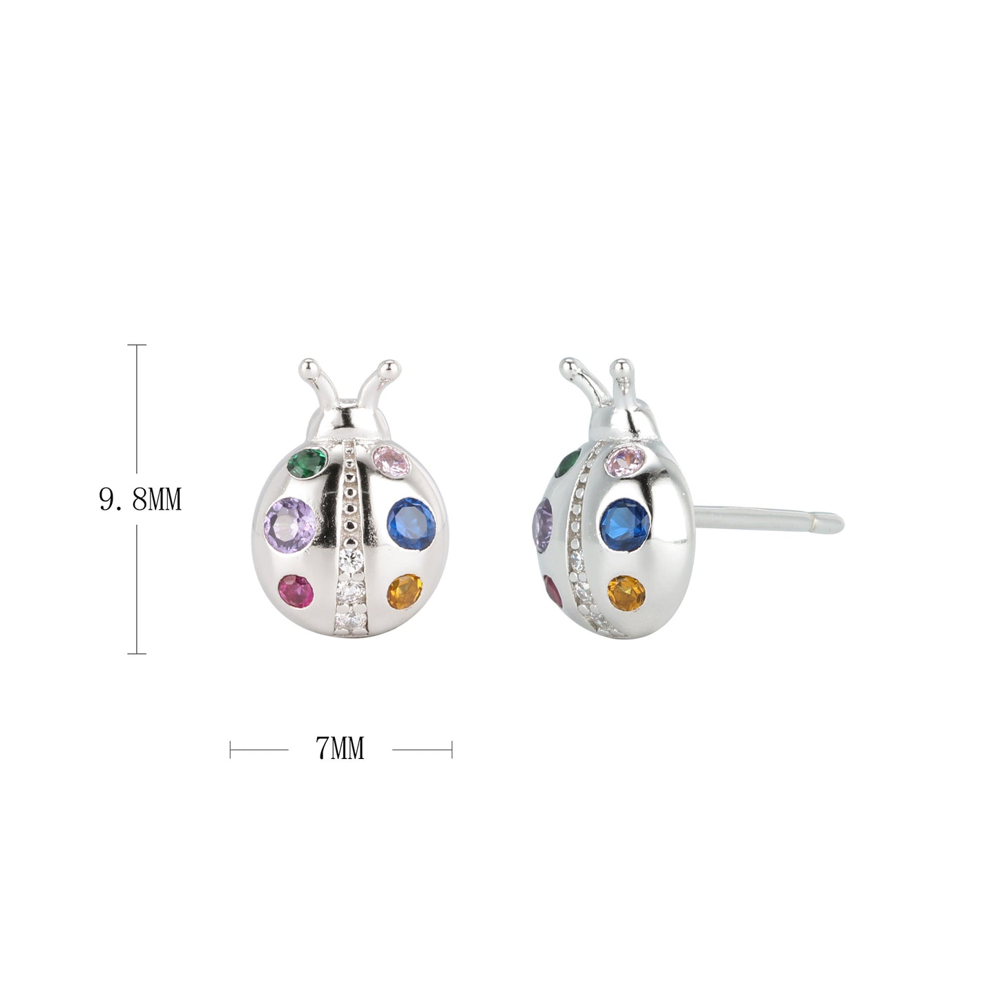 1 Pair Simple Style Beetles Plating Inlay Sterling Silver Zircon White Gold Plated Gold Plated Ear Studs