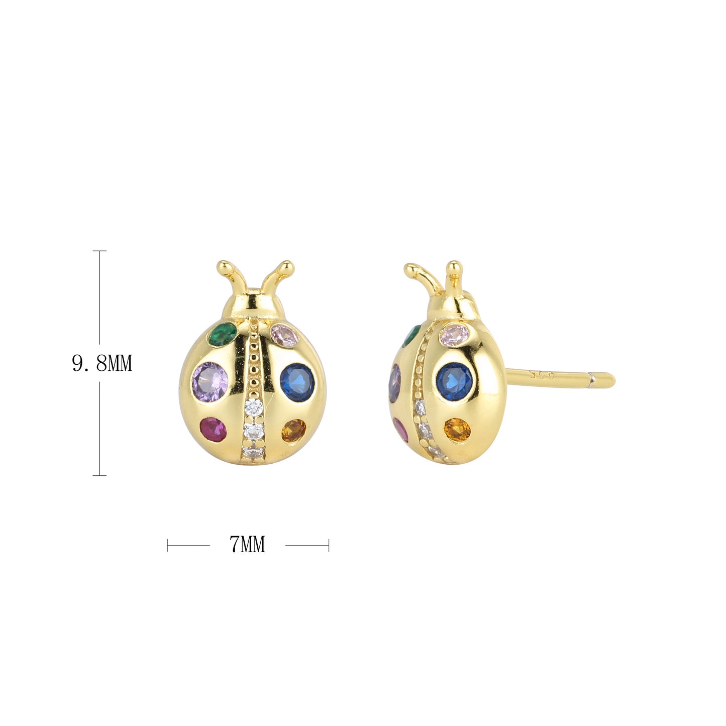 1 Pair Simple Style Beetles Plating Inlay Sterling Silver Zircon White Gold Plated Gold Plated Ear Studs