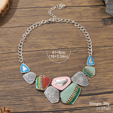 Vintage Style Bohemian Multicolor Copper Zinc Alloy Hollow Out 18K Gold Plated Silver Plated Women's Necklace