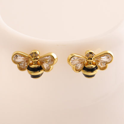 Elegant Cute Lady Bee Alloy Enamel Inlay Zircon Women's Earrings Necklace