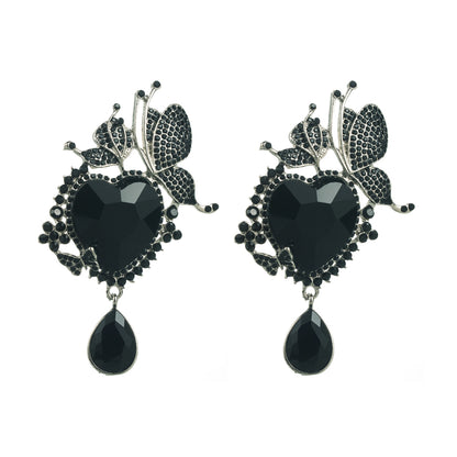 1 Pair Vacation Classic Style Heart Shape Inlay Alloy Rhinestones Drop Earrings